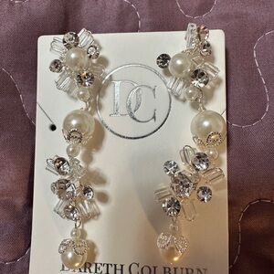 Dareth Colburn Elegant Drop Earrings With Pearls & Crystals NWT